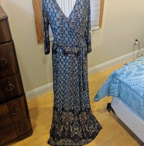 Bohemian Faux Wrap Maxi Dress